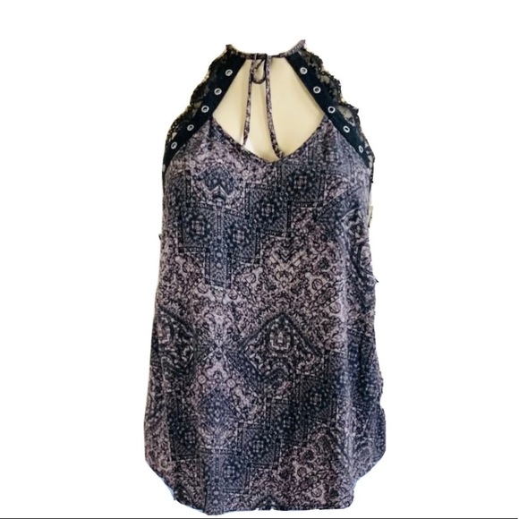 Rock & Republic Halter Lace Top L - Picture 1 of 4